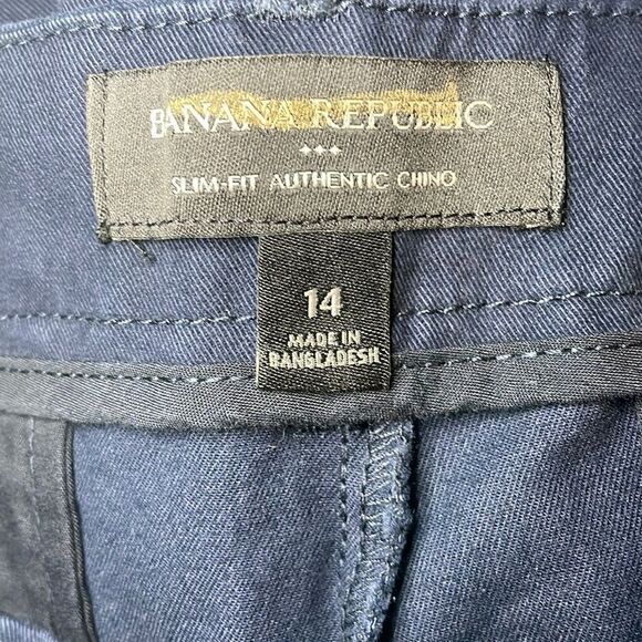 BANANA REPUBLIC Slim Flat Front Chino, Navy Blue, Size 14 - Picture 11 of 12